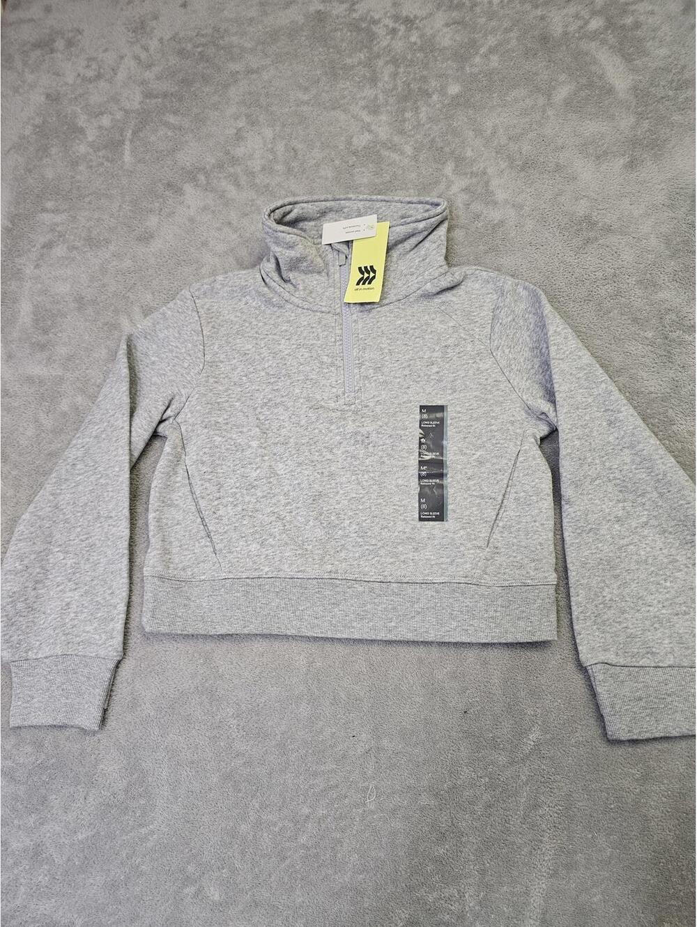 New All In Motion Girl Quarter Zip Fleece Pullover Gray Size Med (8)